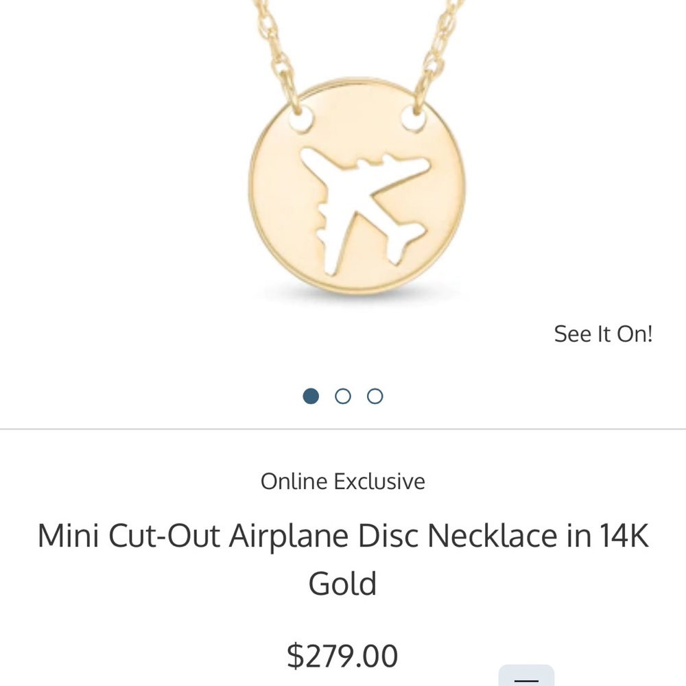 New Solid Gold Airplane Necklace 14k
